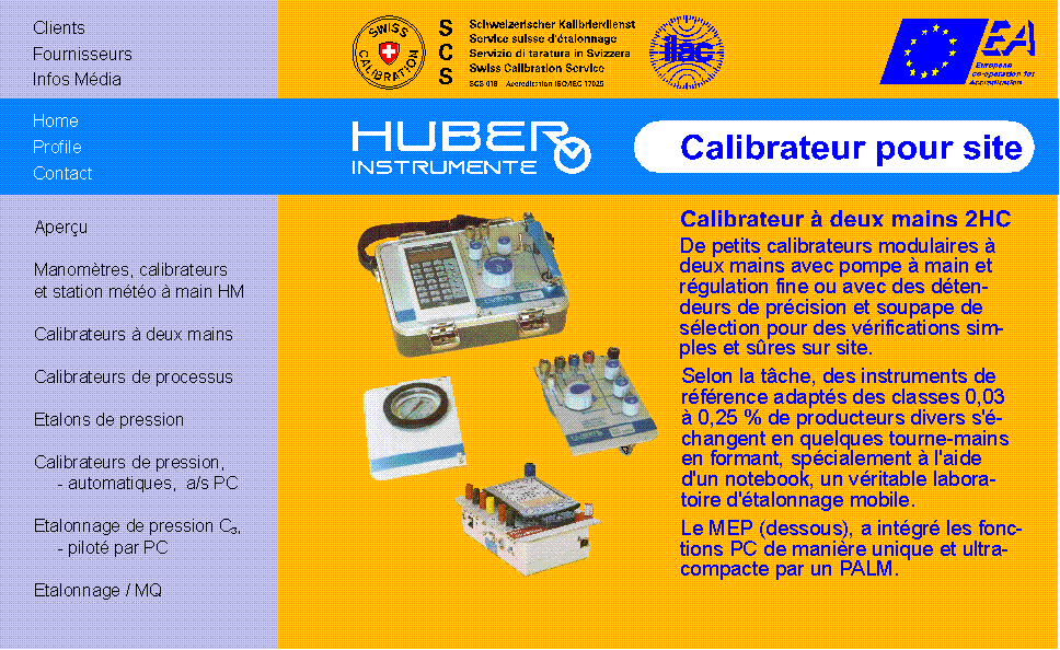 HUBER INSTRUMENTE Calibrateur modulaire de pression &agrave; deux mains 2HC