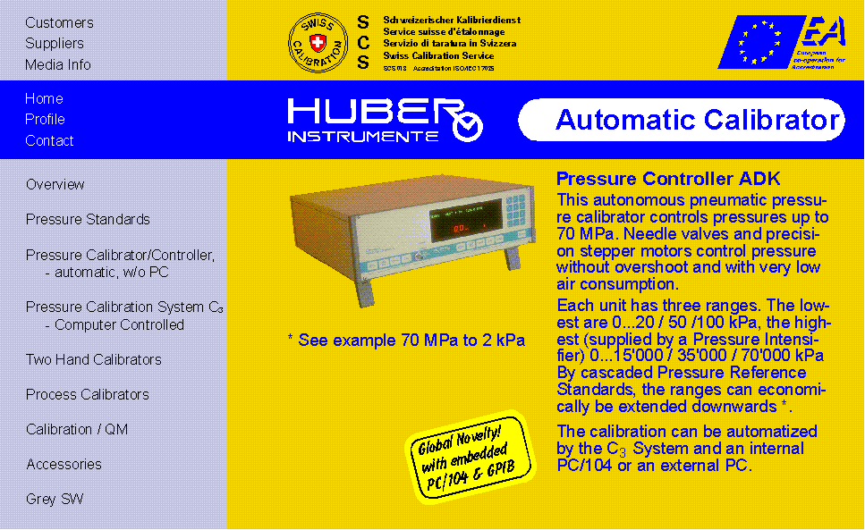 HUBER INSTRUMENTE
Auto-Calibrator/Pressure Controller ADK 4000