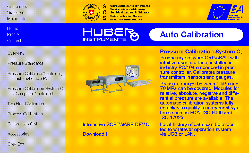 HUBER INSTRUMENTE
Automatic Pressure Calibration Software C3