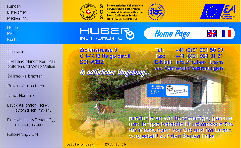 HUBER INSTRUMENTE Druck-Kalibrierung - perfekt, vom Labor bis vor Ort