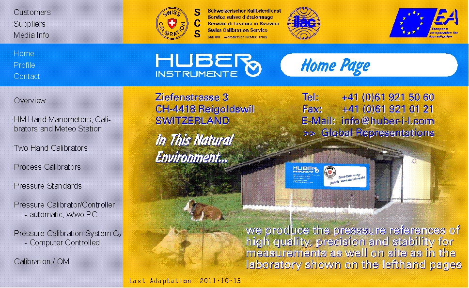 HUBER INSTRUMENTE Pressure Calibration - perfect, from Laboratory to Site