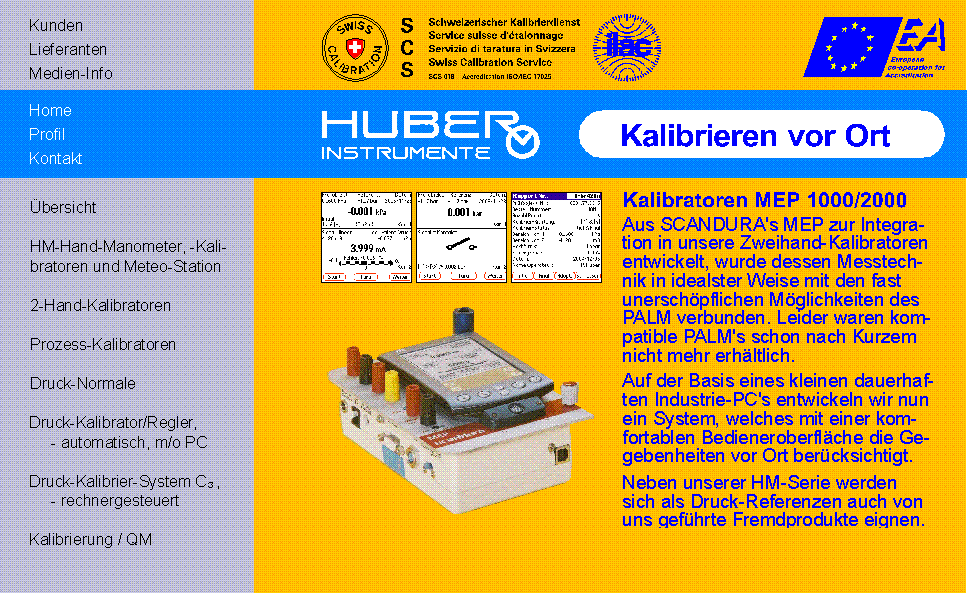 HUBER INSTRUMENTE PDA-gesteuertes hochmobiles Druck-Kalibrier-System