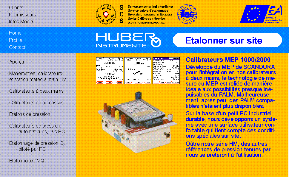 HUBER INSTRUMENTE Syst&egrave;me d&eacute;talonnage de pression ultramobile pilot&eacute; par PDA