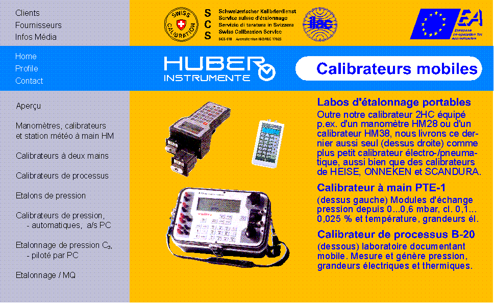 HUBER INSTRUMENTE Calibrateurs de pression et de processus portables