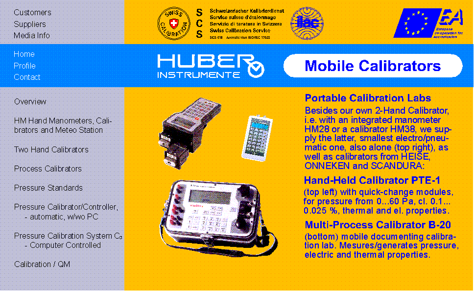 HUBER INSTRUMENTE Portable Pressure and Process Calibrators